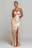 Sweetheart Champagne Sheath Formal Dress With Slit