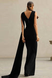 Mermaid Black Long Formal Dress with Sash