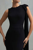 Black Mermaid Maxi Formal Dress With Sash