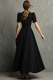 Black A-Line High Neck Long Formal Dress