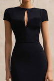 Black Pencil Keyhole Midi Formal Dress