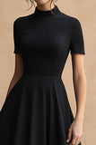 High-Low Black A-Line High Neck Formal Dress
