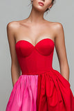 Sweetheart A-Line Red and Fuchsia Corset Long Formal Dress