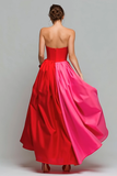 Sweetheart A-Line Red and Fuchsia Corset Long Formal Dress