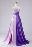 Pink Colorblock A-Line One Shoulder Formal Dress