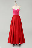 Sweetheart A-Line Corset Red and Fuchsia Formal Dress