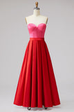 Sweetheart A-Line Corset Red and Fuchsia Formal Dress
