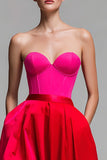 Sweetheart A-Line Corset Red and Fuchsia Formal Dress