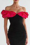 Mermaid Ruched Off The Shoulder Black Tie Dress
