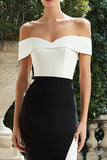 Sheath Off The Shoulder Black and White Formal Dress