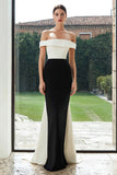 Off The Shoulder Mermaid Black and White Formal Dress