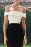 Off The Shoulder Mermaid Black and White Formal Dress