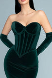 Dark Green Corset Mermaid Velvet Sweetheart Formal Dress