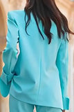 2 Piece Turquoise Peak Lapel Women Suits With Pockets