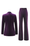 Purple Velvet Peak Lapel 2 Piece Women Suits