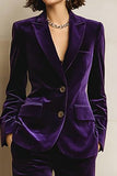 Purple Velvet Peak Lapel 2 Piece Women Suits