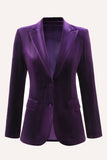 Velvet Peak Lapel Purple 2 Piece Slim Fit Women Suits