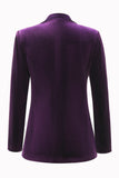 Velvet Peak Lapel Purple 2 Piece Slim Fit Women Suits