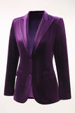 Velvet Peak Lapel Purple 2 Piece Slim Fit Women Suits