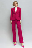 Fuchsia 2 Piece Peak Lapel Slim Fit Women Suits