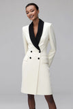 Ivory Shawl Lapel Double Breasted Blazer Dress