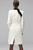 Ivory Shawl Lapel Double Breasted Blazer Dress