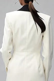 Ivory Shawl Lapel Double Breasted Blazer Dress
