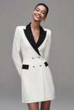 Ivory Peak Lapel Double Breasted Blazer Dress