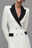 Ivory Peak Lapel Double Breasted Blazer Dress