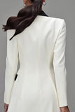 Ivory Peak Lapel Double Breasted Blazer Dress