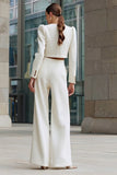 Ivory 2 Piece Single Breasted Women Suits With Pockets