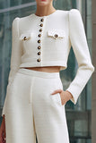 Ivory 2 Piece Single Breasted Women Suits With Pockets