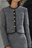 2 Piece Grey Mix Pencil Tweed Single Breasted Midi Work Dress