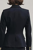 Black Notched Lapel 2 Piece Single Breasted Pencil Work Dress