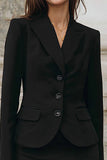 2 Piece Black Peak Lapel Pencil Single Breasted Work Dress