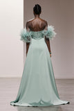 Strapless Mint Green A Line Satin Gala Dress