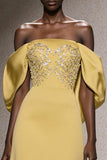 Daffodil Off The Shoulder A-Line Gala Dress with Sequins