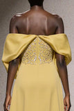 Daffodil Off The Shoulder A-Line Gala Dress with Sequins