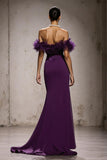 Mermaid Purple Off The Shoulder Gala Dress With Sash