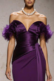 Mermaid Purple Off The Shoulder Gala Dress With Sash