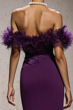 Mermaid Purple Off The Shoulder Gala Dress With Sash