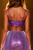 Purple 2 Piece Sequin Mermaid Pageant Dress