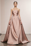 Strapless A-Line Light Pink Maxi Evening Dress