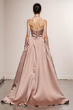 Strapless A-Line Light Pink Maxi Evening Dress