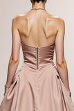 Strapless A-Line Light Pink Maxi Evening Dress