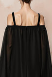 Black Mermaid Velvet Evening Dress With Cape