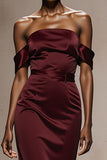 Burgundy Off The Shoulder Mermaid Evening Dress