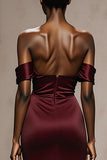 Burgundy Off The Shoulder Mermaid Evening Dress