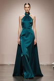 Halter A-Line Dark Green Evening Dress