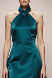 Halter A-Line Dark Green Evening Dress